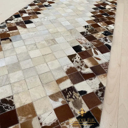 Natural Mixed Brown Cowhide Hallway Runner Rug