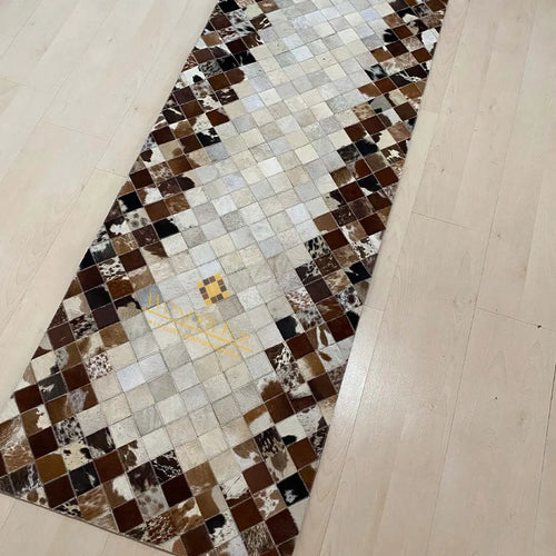 Natural Mixed Brown Cowhide Hallway Runner Rug