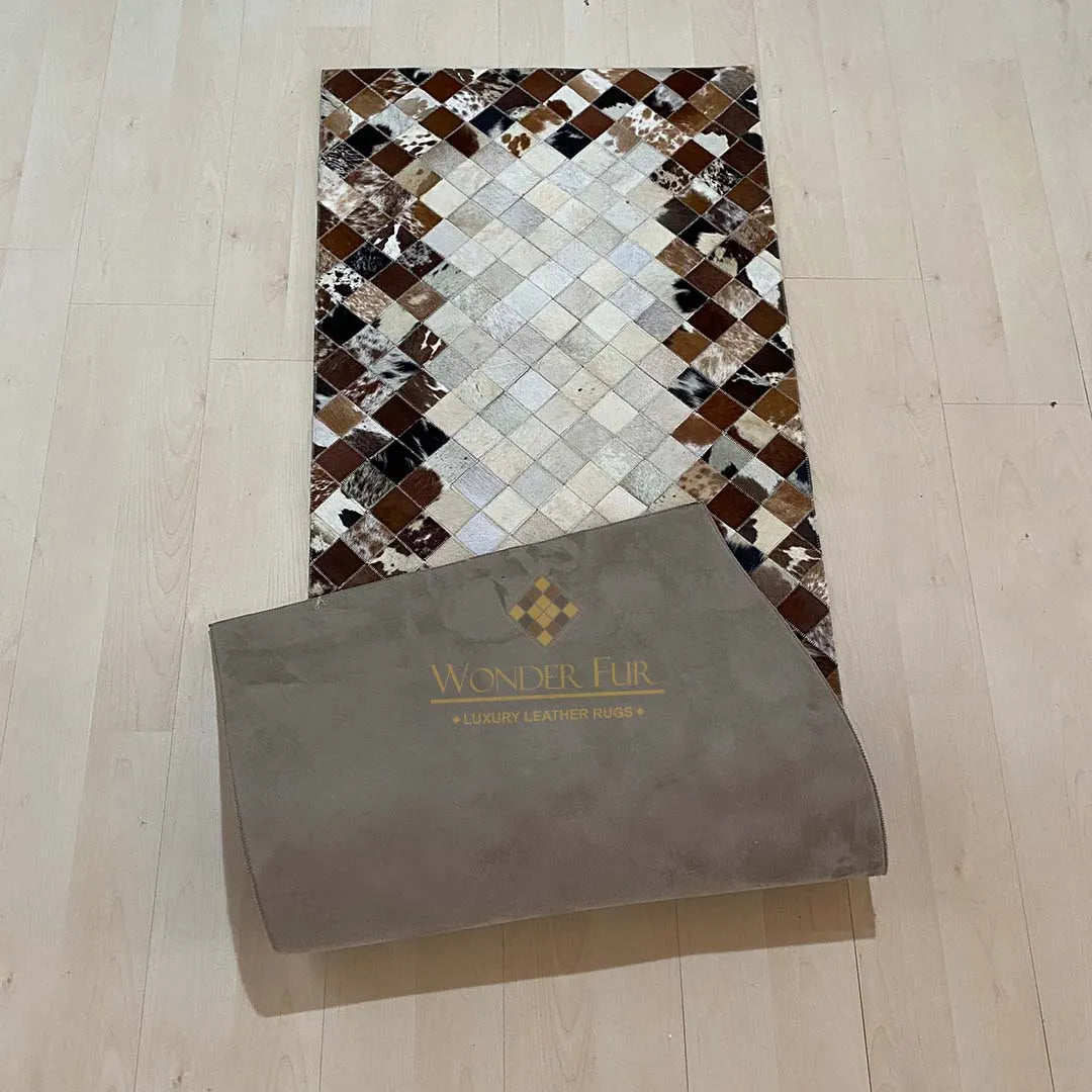 Natural Mixed Brown Cowhide Hallway Runner Rug