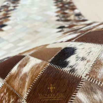 Natural Mixed Brown Cowhide Hallway Runner Rug