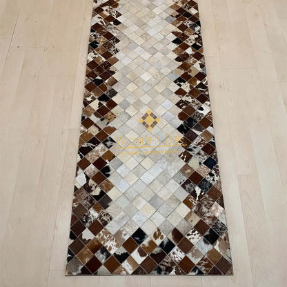 Natural Mixed Brown Cowhide Hallway Runner Rug
