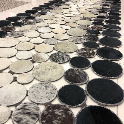 Natural Cowhide Runner Rug for Hallway, Handmade Cow Skin Patchwork Rug