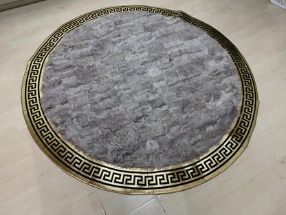 Decorative Handmade Gray And Gold Genuine Sheepskin Office Soft Carpet