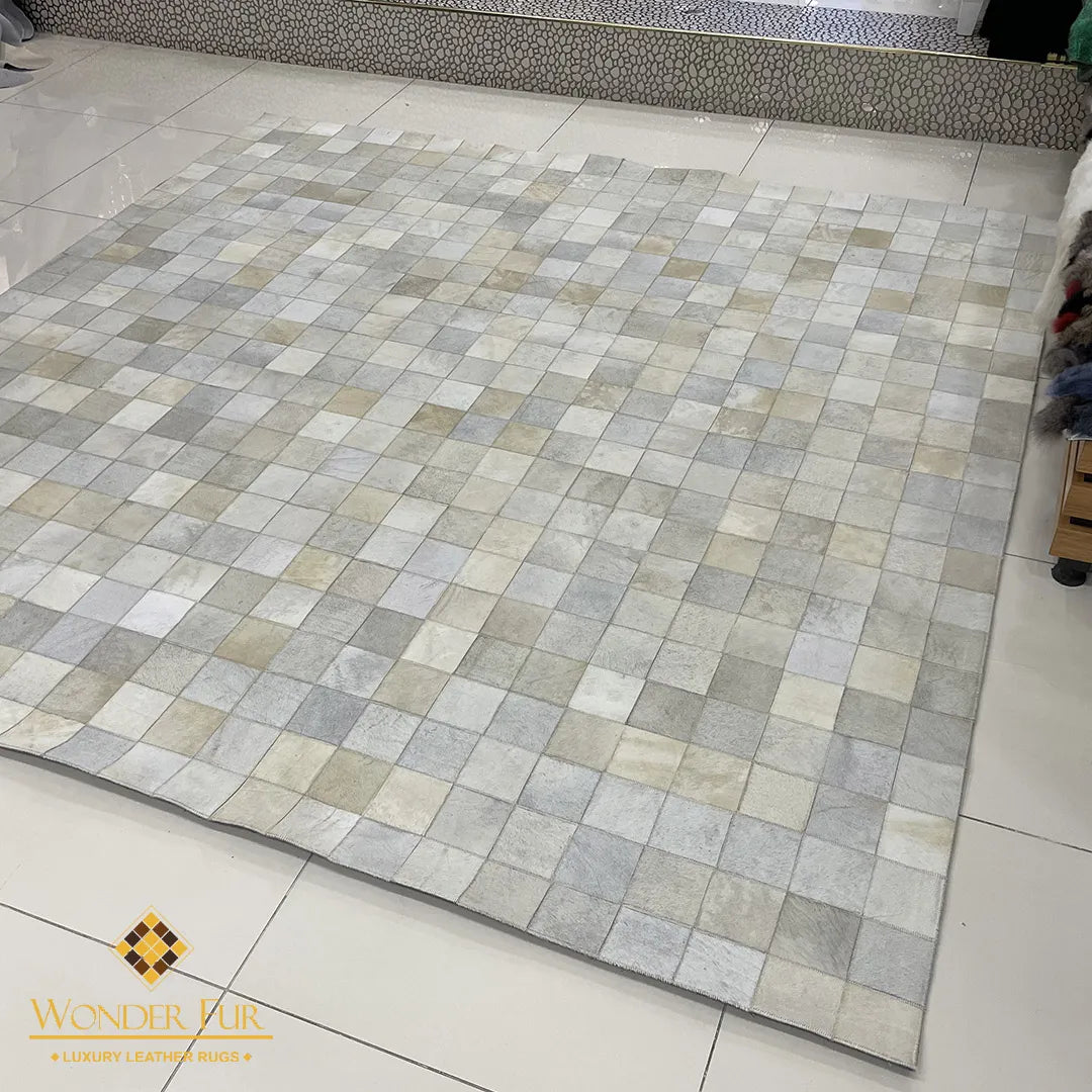 Natural Handmade Cream Cowhide Area Rug