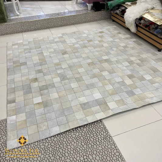 Natural Handmade Cream Cowhide Area Rug