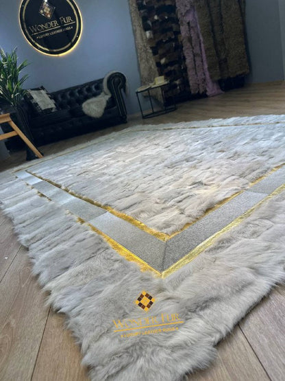 Natural Patchwork White Sheepskin Living Room Rug,Amazing Non Slip Rug