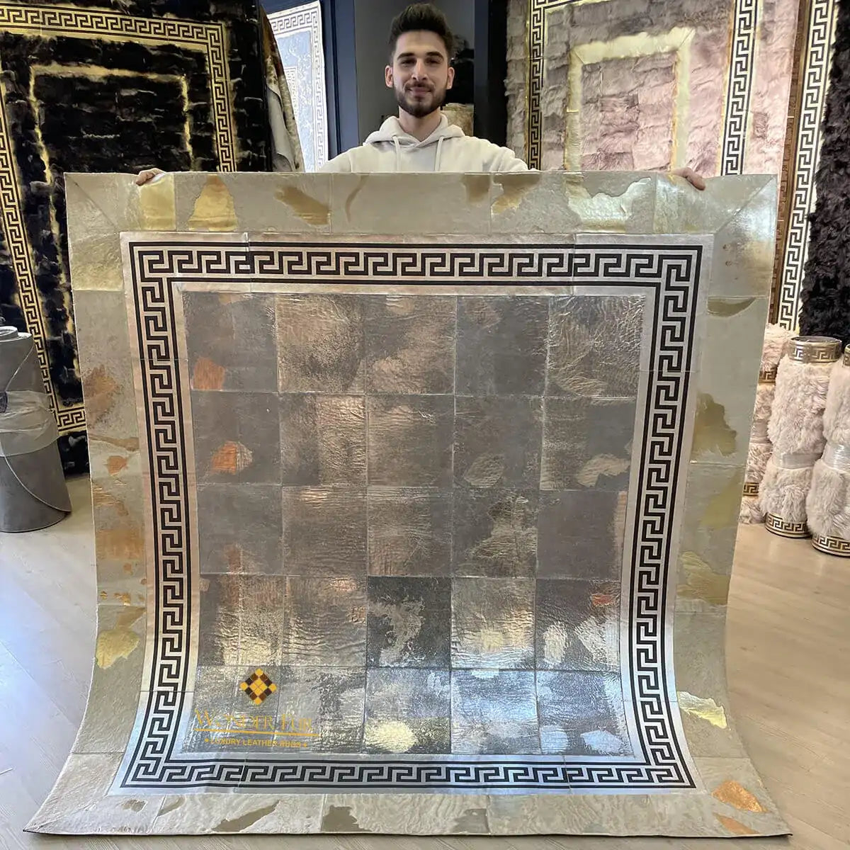 Natural Sheepskin Leather Rug, Luxury Area Rug for Living Room