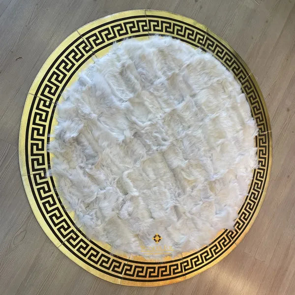 Natural White Gold Sheepskin Round Area Rug, Gift for New Home