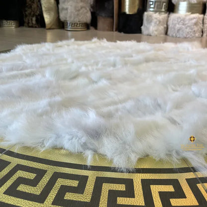 Natural White Gold Sheepskin Round Area Rug, Gift for New Home