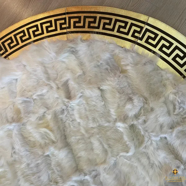 Natural White Gold Sheepskin Round Area Rug, Gift for New Home