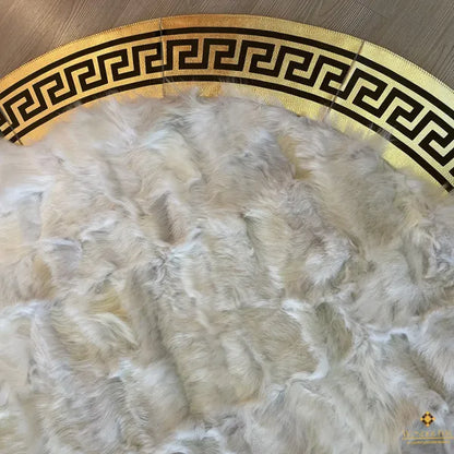 Natural White Gold Sheepskin Round Area Rug, Gift for New Home