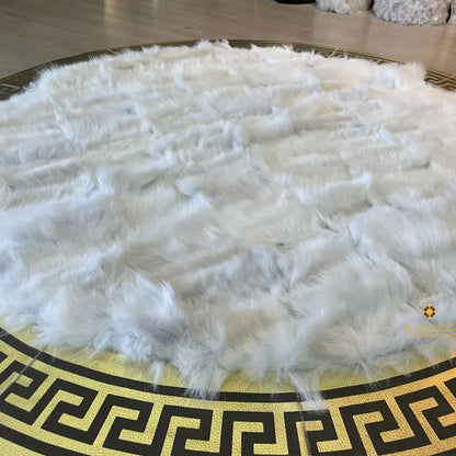 Natural White Gold Sheepskin Round Area Rug, Gift for New Home