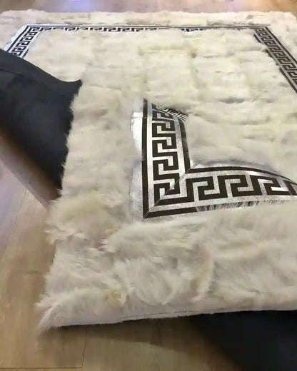 Luxury Soft White Silver Genuine Sheepskin Fluffy Handmade Bedroom Rug