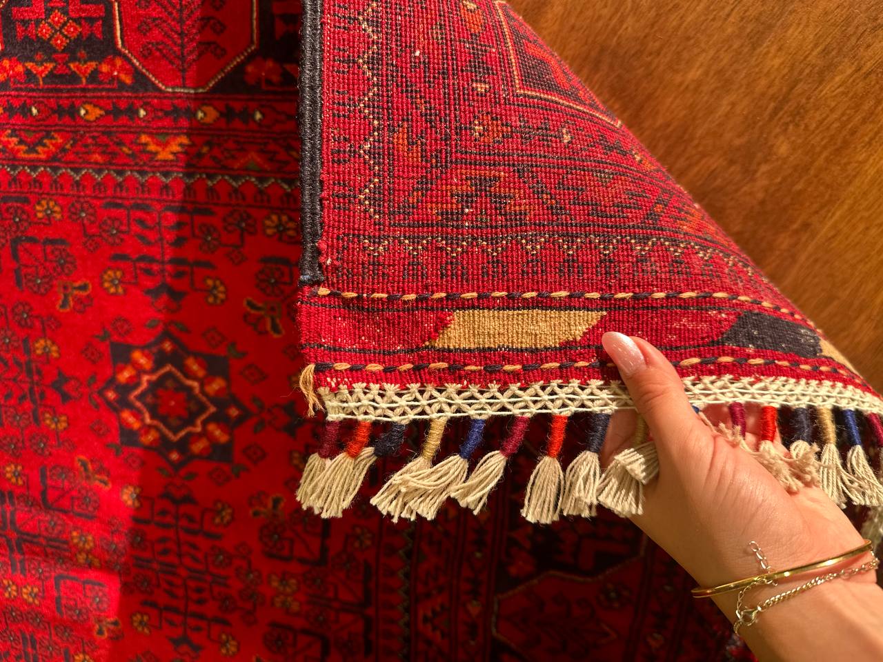 One of a Kind Handmade Afghan Wool Rug – 5.7x7.7ft