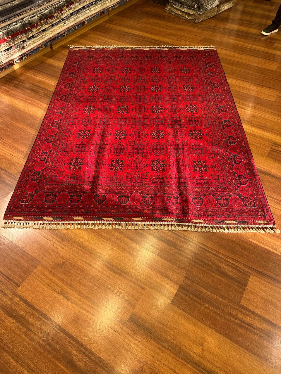 One of a Kind Handmade Afghan Wool Rug – 5.7x7.7ft