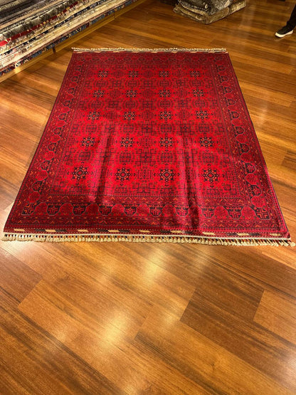One of a Kind Handmade Afghan Wool Rug – 5.7x7.7ft