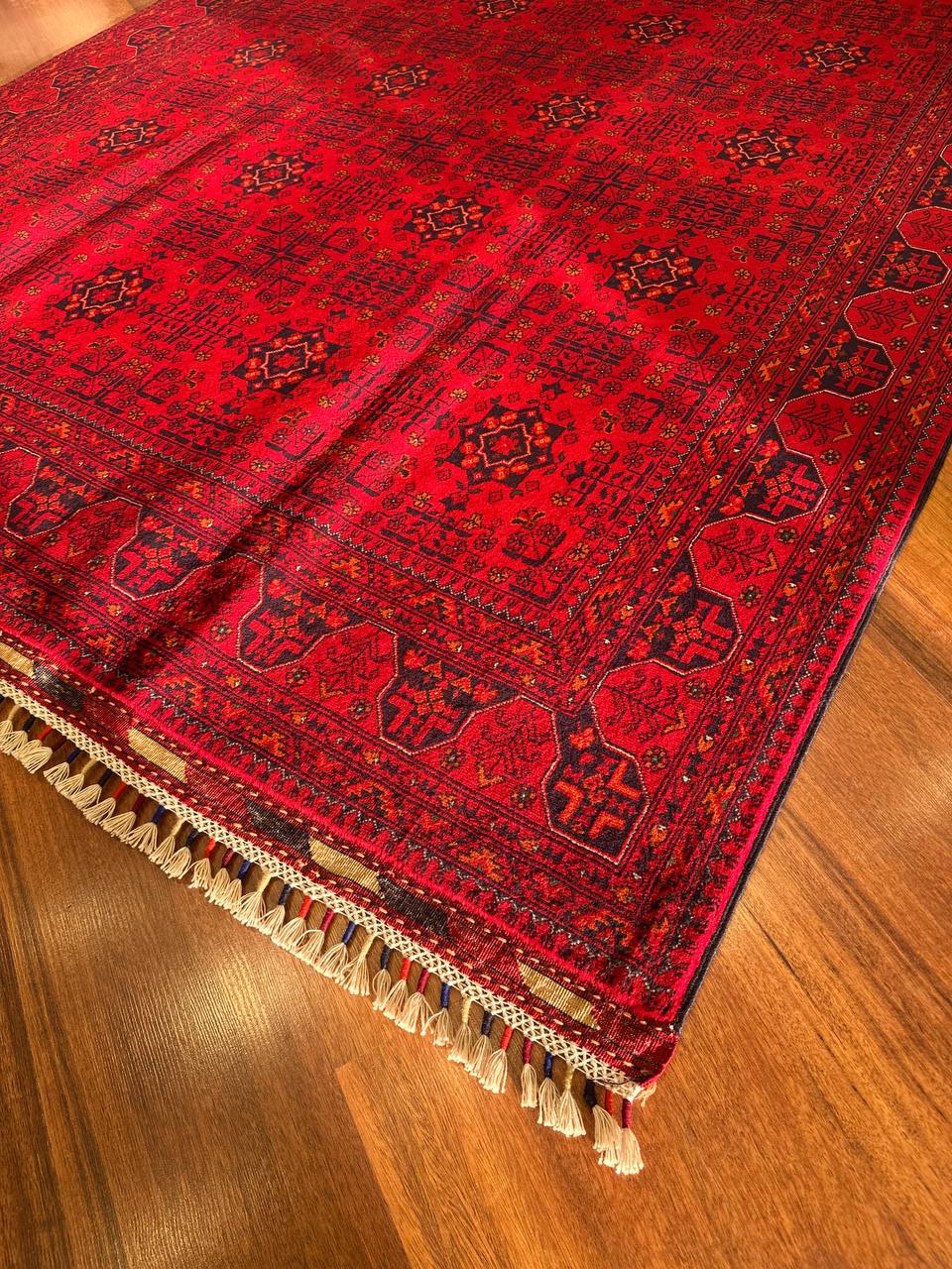 One of a Kind Handmade Afghan Wool Rug – 5.7x7.7ft