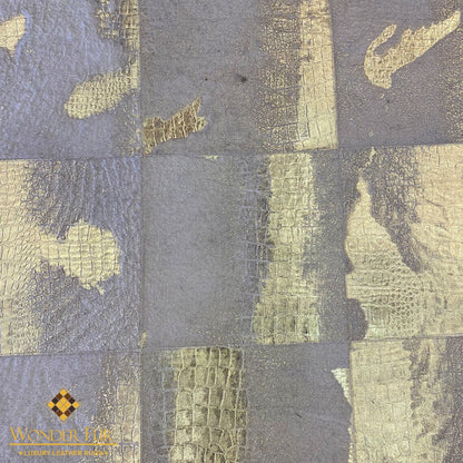 Patchwork Handmade Gold Real Cowhide Area Rug , Modern Bedroom 5x7 Rug