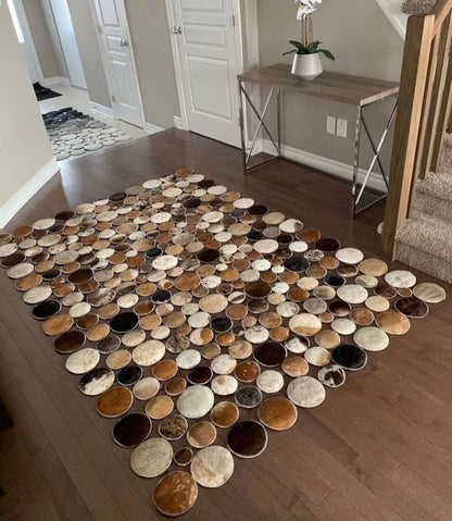 Patchwork Multicolor Real Cowhide Living Room Handmade Carpet