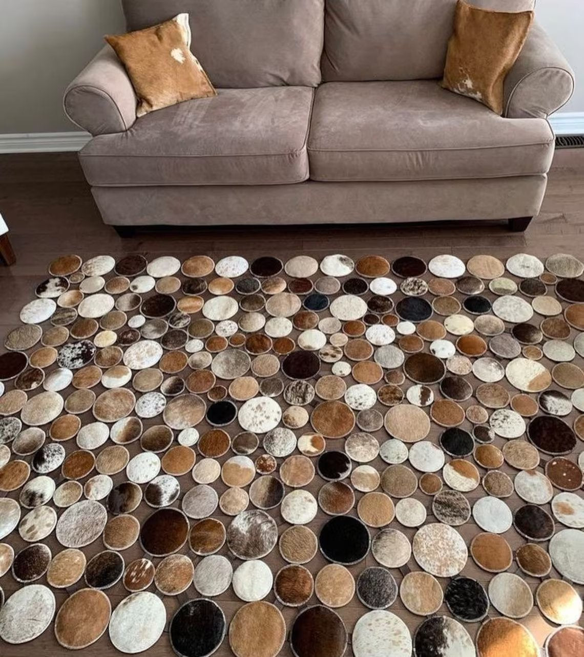 Patchwork Multicolor Real Cowhide Living Room Handmade Carpet