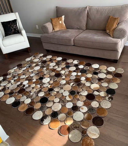 Patchwork Multicolor Real Cowhide Living Room Handmade Carpet