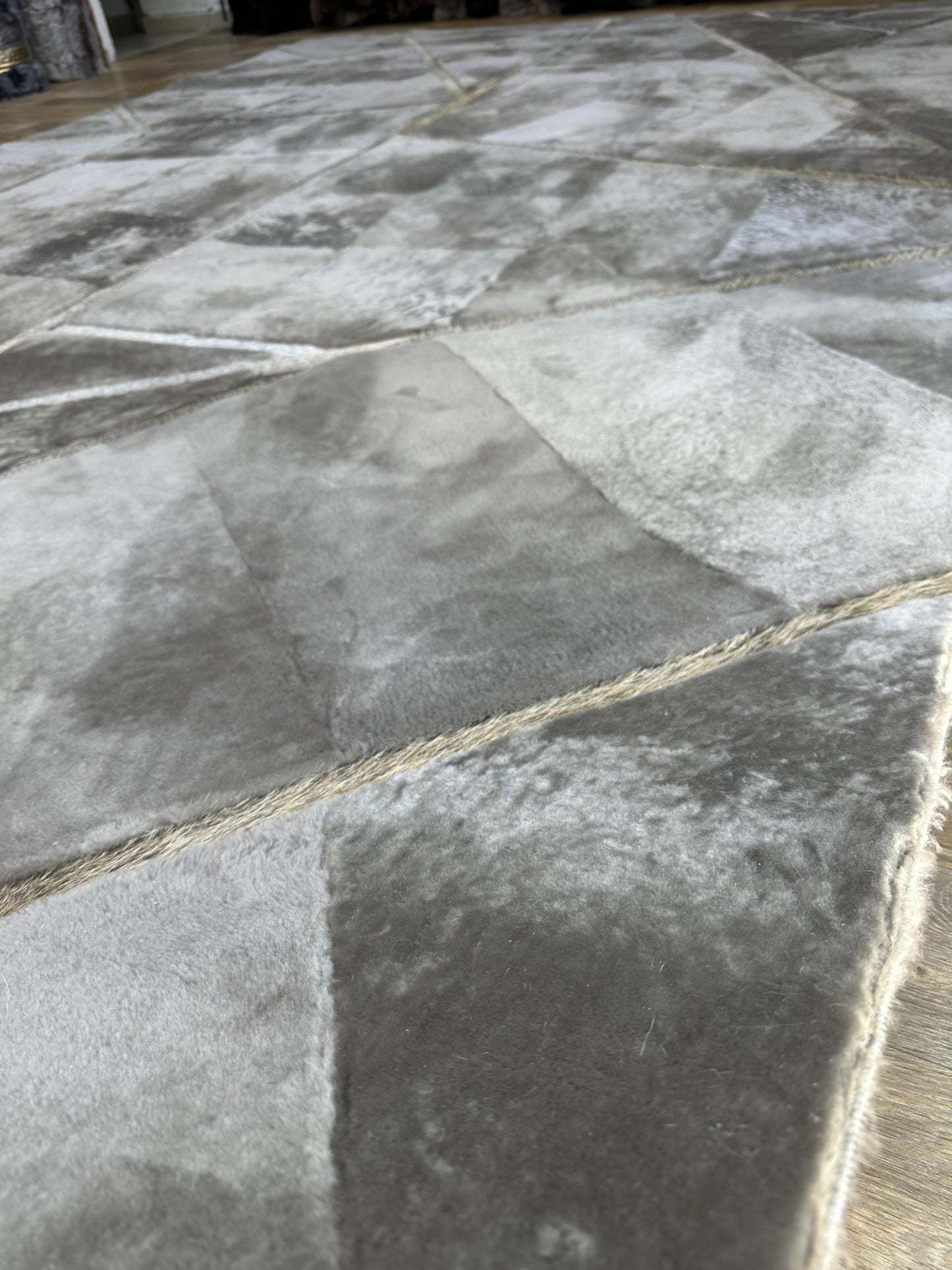 Premium Natural Beige Genuine Lambskin Area Rug  Custom Sheepskin Floor Rug