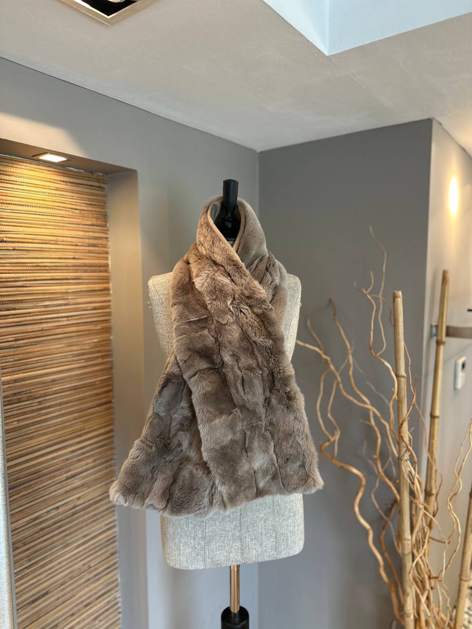 Real Brown Rabbit Fur Scarf | Winter Warm Fur Wrap