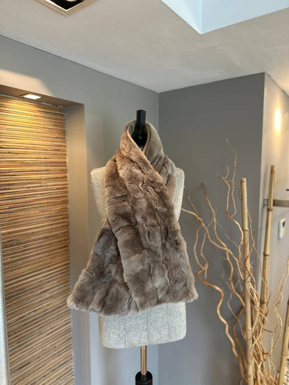 Real Brown Rabbit Fur Scarf | Winter Warm Fur Wrap