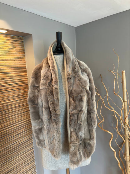 Real Brown Rabbit Fur Scarf | Winter Warm Fur Wrap
