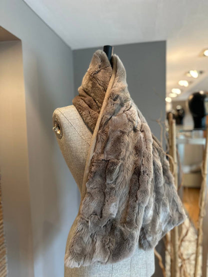 Real Brown Rabbit Fur Scarf | Winter Warm Fur Wrap