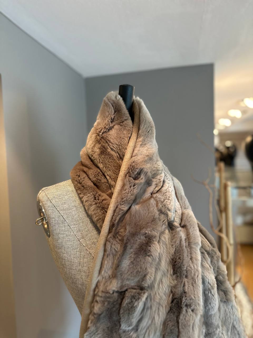 Real Brown Rabbit Fur Scarf | Winter Warm Fur Wrap