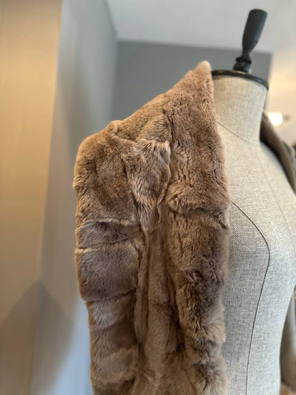Real Brown Rabbit Fur Scarf | Winter Warm Fur Wrap