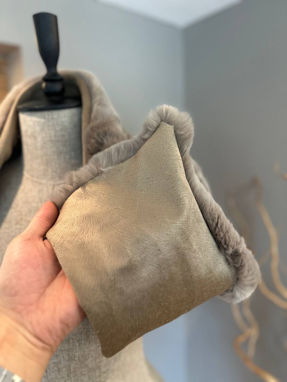 Real Brown Rabbit Fur Scarf | Winter Warm Fur Wrap