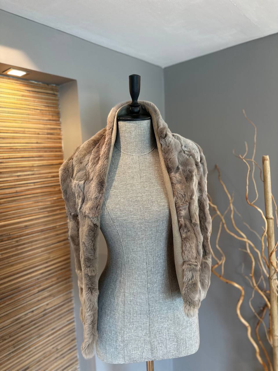 Real Brown Rabbit Fur Scarf | Winter Warm Fur Wrap