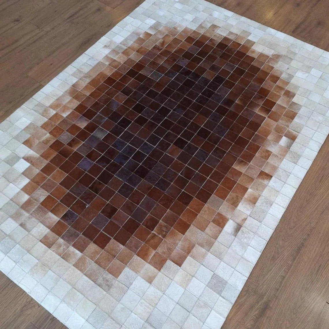 Scandinavian Decorative White Brown 100% Natural Cowhide Kitchen Rug