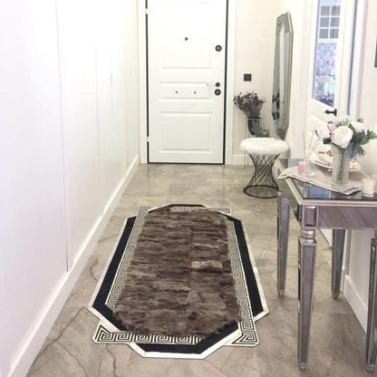 Shaggy Fluffy Soft Brown Sheepskin Corridor Rug , Unique Non Slip Rug
