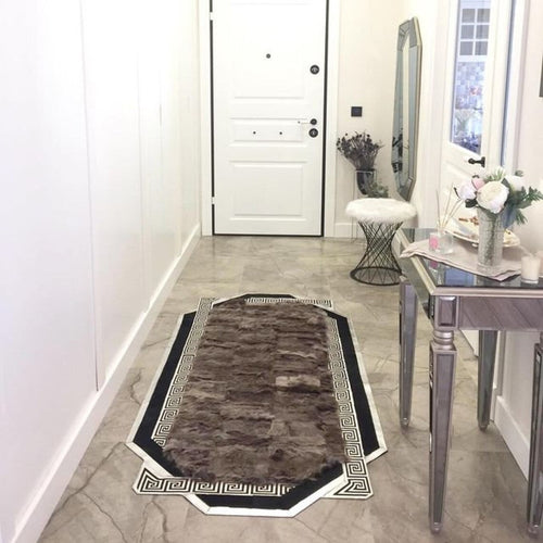Shaggy Fluffy Soft Brown Sheepskin Corridor Rug , Unique Non Slip Rug