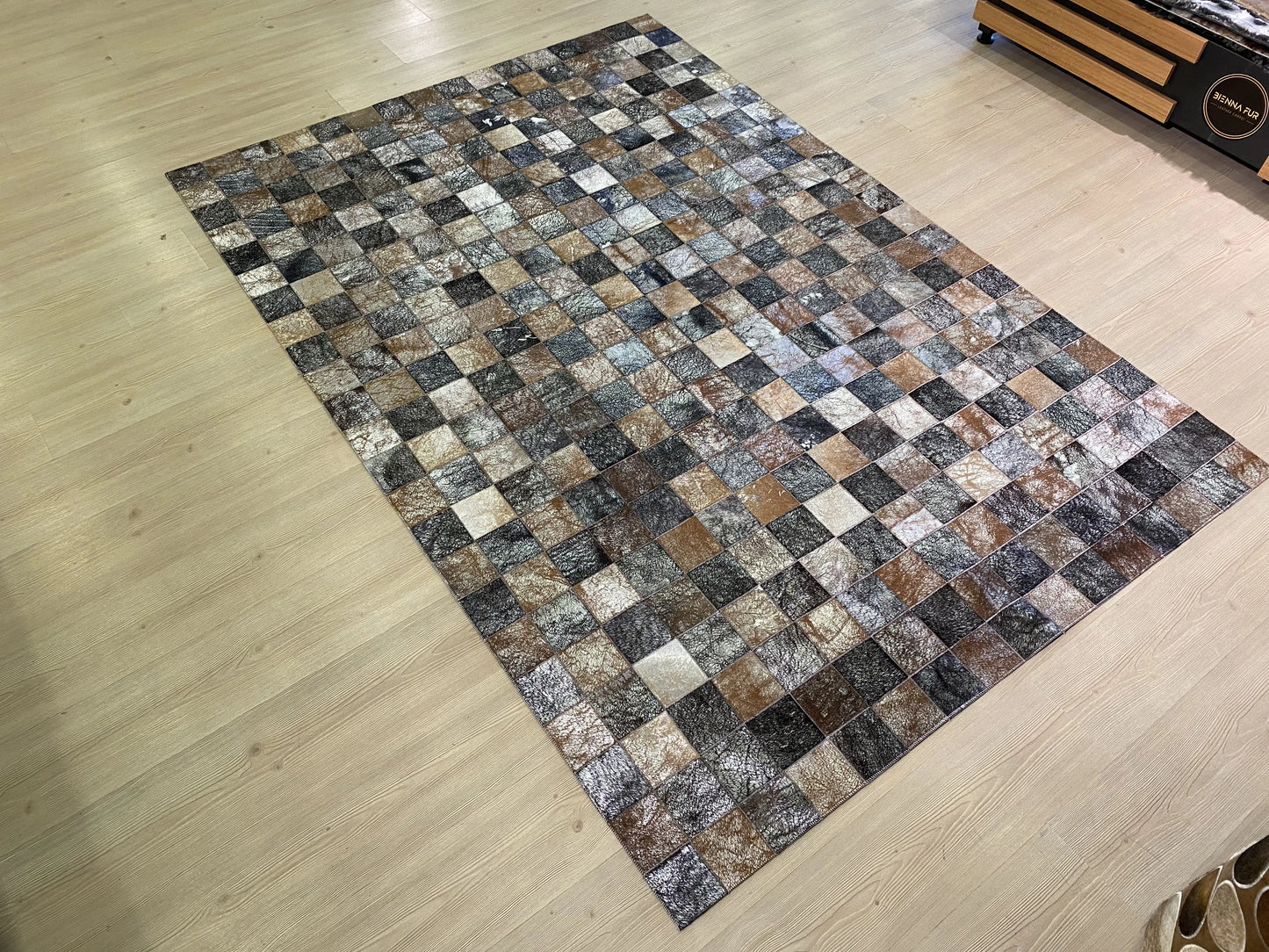 Silver Pattern Natural Handmade Cowhide Area 8x10 Rug for Living Room