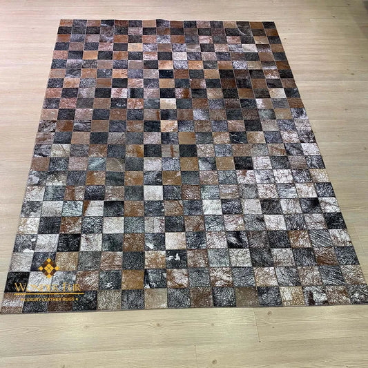 Silver Pattern Natural Handmade Cowhide Area 8x10 Rug for Living Room