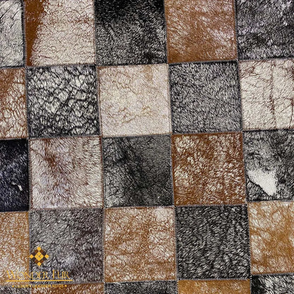 Silver Pattern Natural Handmade Cowhide Area 8x10 Rug for Living Room