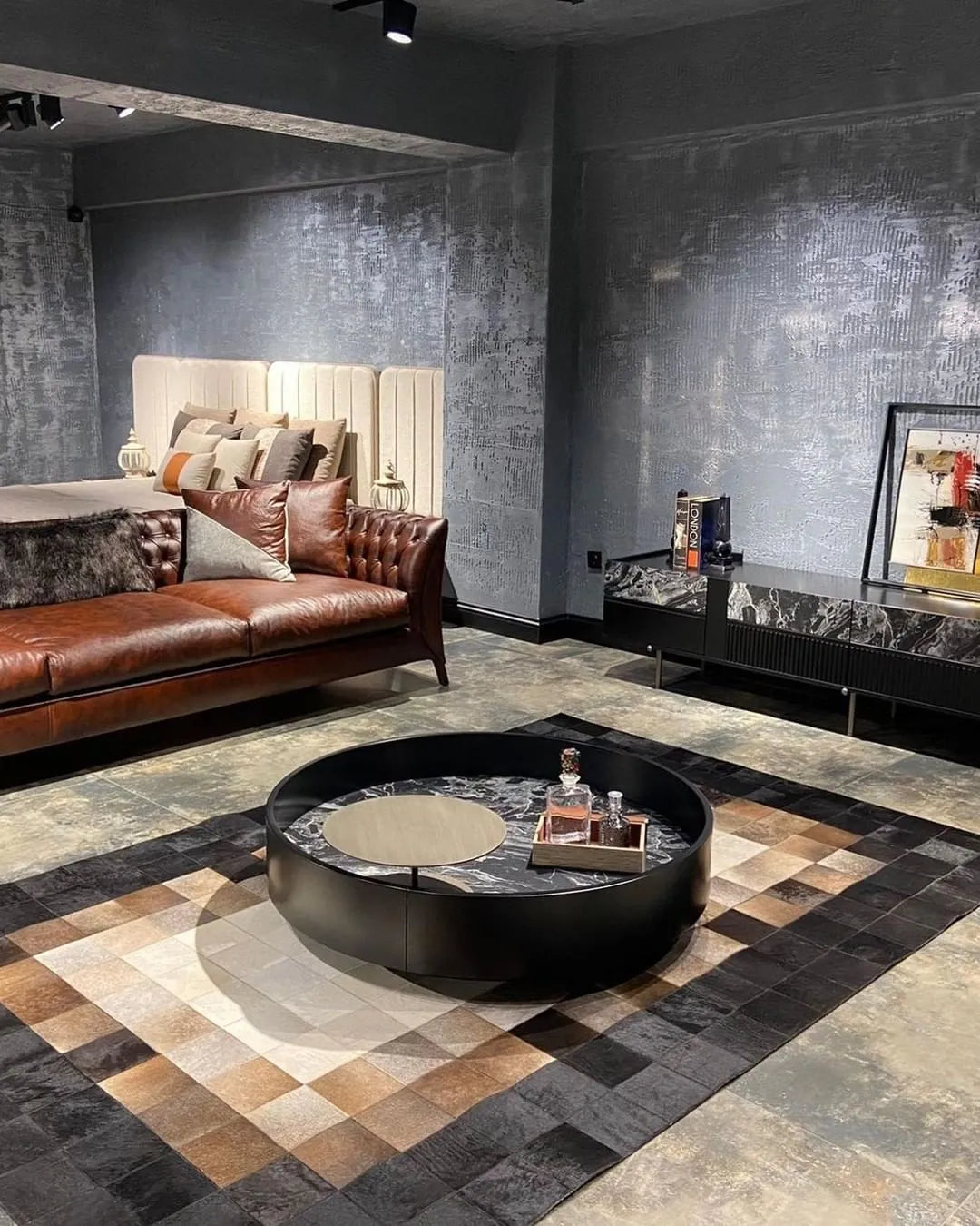 Modern Designed Tricolor Cowhide Rug, Handmade Natural Cowhide Area Rug, Luxury living Room Carpet