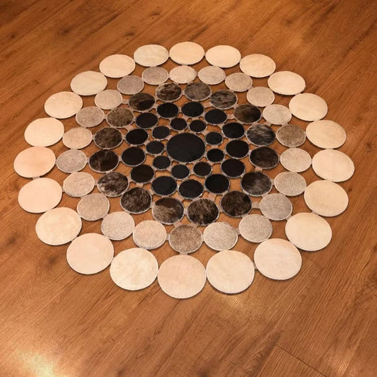 Tricolor Cowhide Area Rug for Living Room Decor, Natural Cow Skin Handmade Carpet