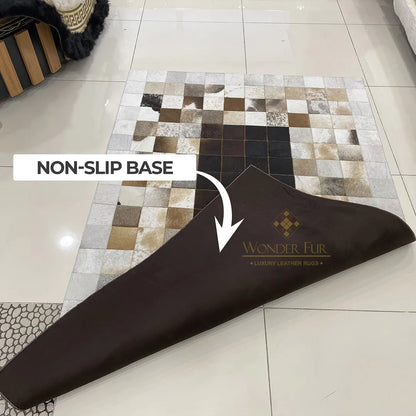 Tricolor Handmade Natural Cowhide Patchwork 5x8 Rug