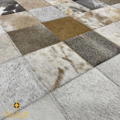 Tricolor Handmade Natural Cowhide Patchwork 5x8 Rug