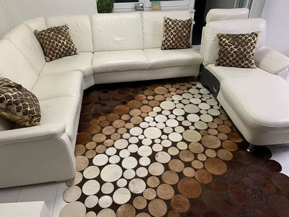 Tricolor Living Room Original Cowhide Rug , Handmade Non Slip 6x8 Rug