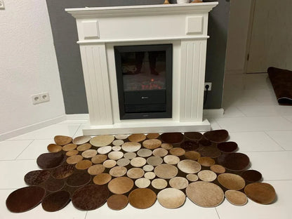 Tricolor Living Room Original Cowhide Rug , Handmade Non Slip 6x8 Rug