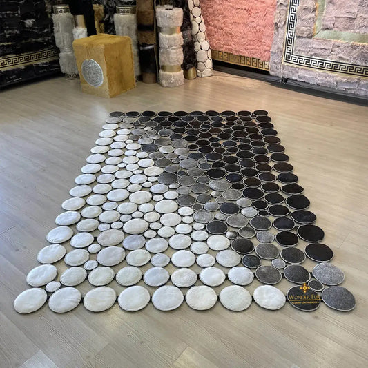 Tricolor 100% Natural Cowhide Patchwork Rug for Decoration