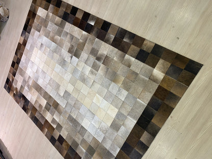 Tricolor Natural Handmade Cowhide Area Rug for Living Room