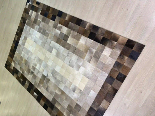 Tricolor Natural Handmade Cowhide Area Rug for Living Room