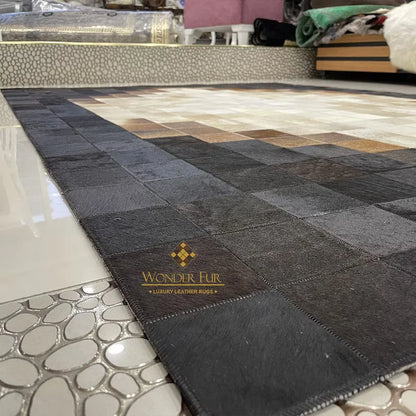 Tricolor Unique Cowhide Area 6x9 Rug, Natural Handmade Leather Cowhide Patchwork Rug